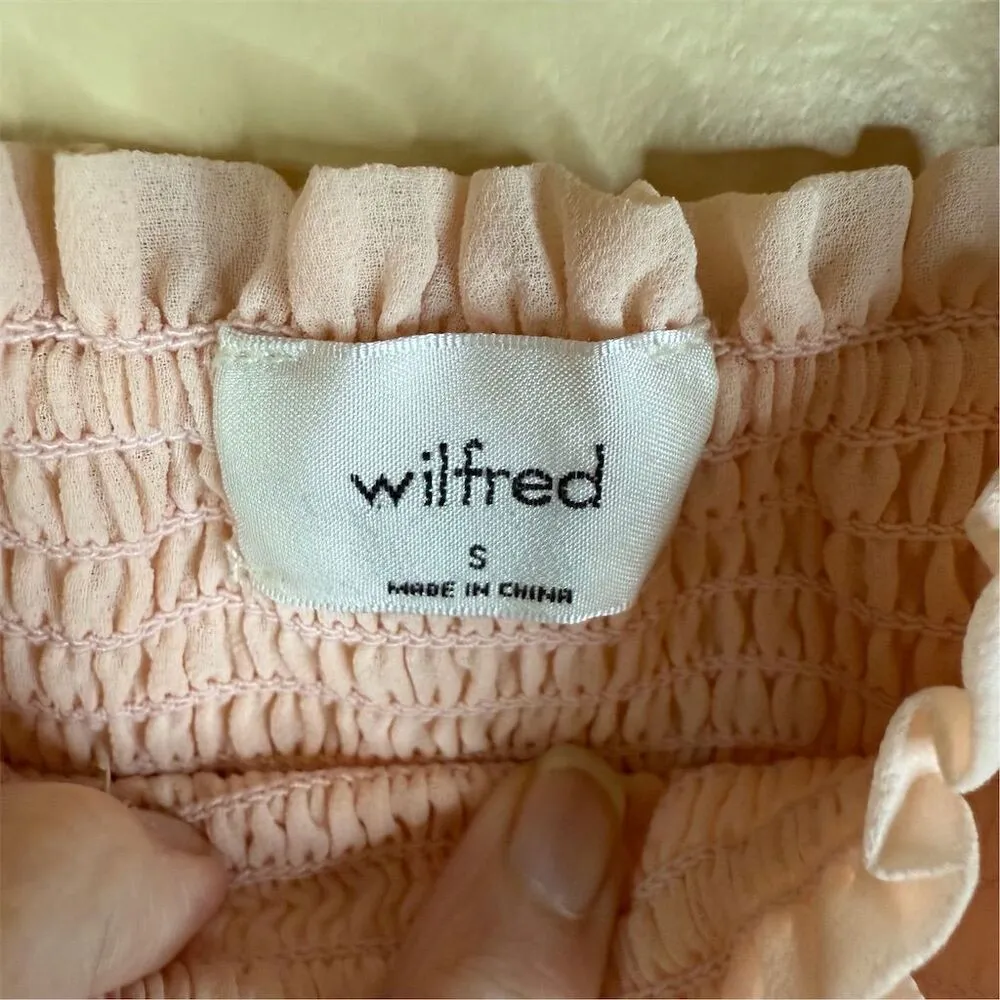 Aritzia Wilfred Tempest Women's Pink Saga Blouse Size Small Puff‎ Sleeve Smocked - Image 3