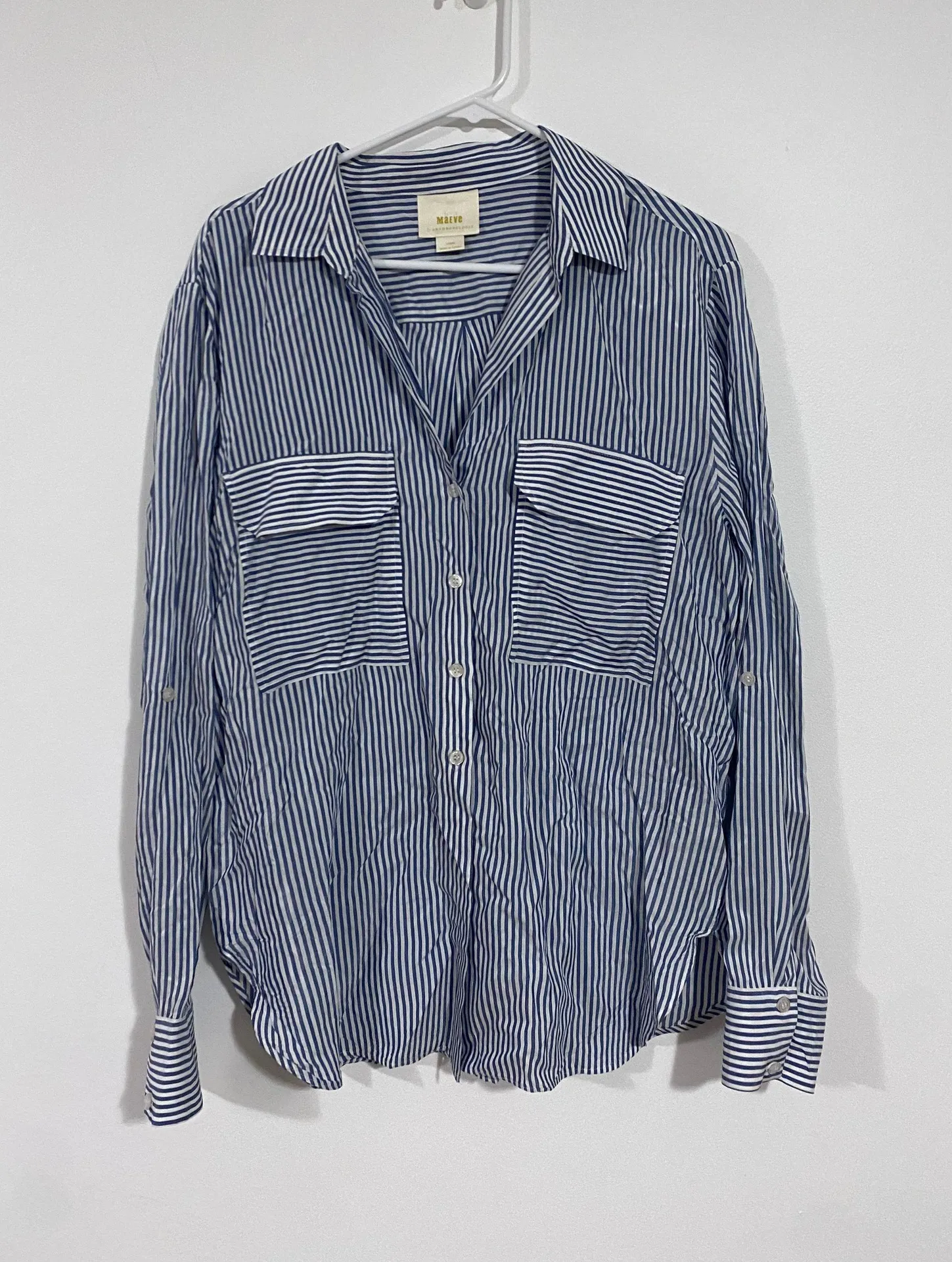 Anthropologie Maeve Striped Long Sleeve Button Up Shirt - Image 10