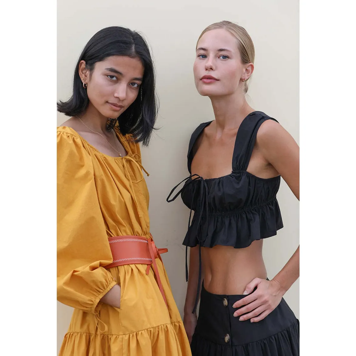 NWT $245 Ciao Lucia Cinetta Crop Tank Top Black Poplin Ruffle Ron Herman M Size M - Image 3