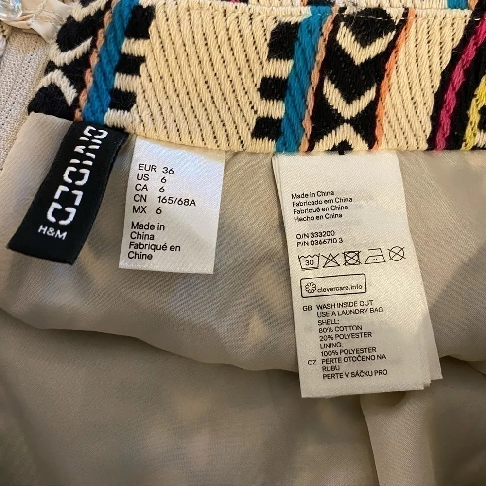 Divided H&M Tribal Woven Aztec Tapestry Bohemian Mini Skirt Ivory Combo 6 - Image 4