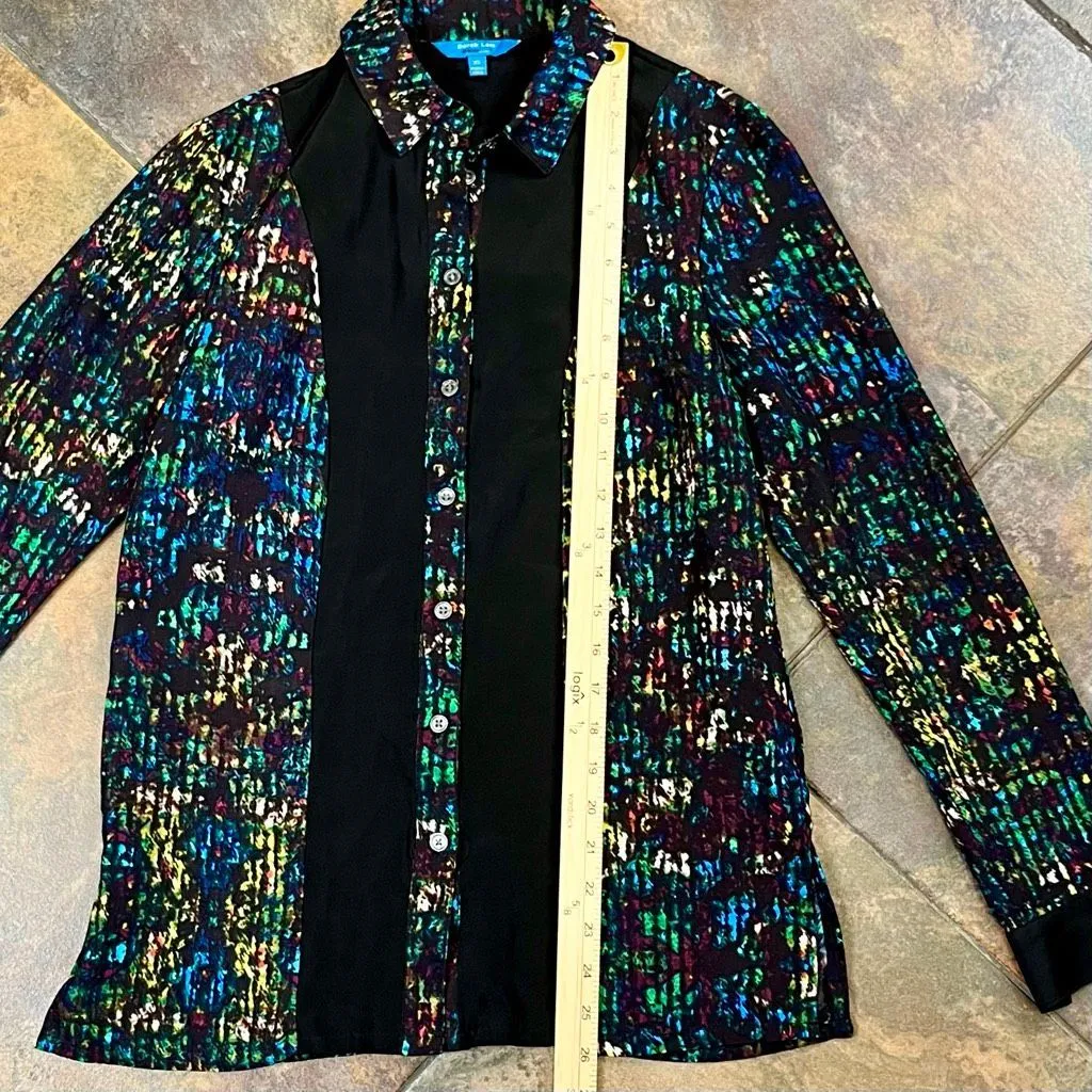 Derek Lam for Design Nation Splatter Print Button- up Multicolor Long Sleeve XS - Image 4