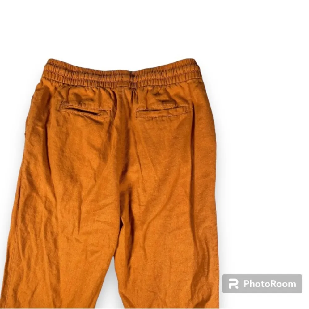Old navy linen tapered pants with drawstring waist - tigers eye orange - Image 3