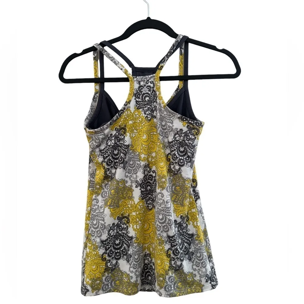 🔵 SALE 3/$25 SOYBU YELLOW GRAY PRINT ATHLETICS YOGA TANK TOP XS - Image 2
