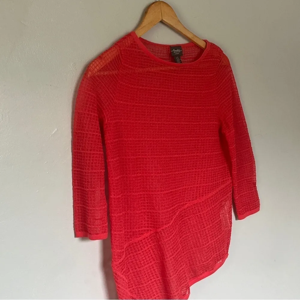 Chicos Travelers Collection Tunic Knitted Knit Pullover Tangerine Pink Small - Image 4