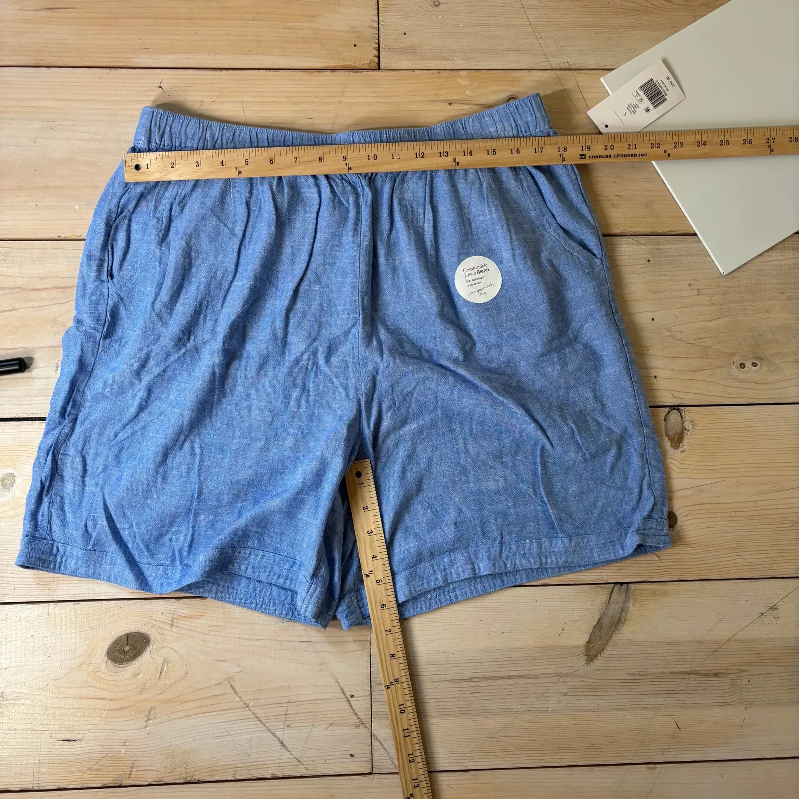 Kim Rogers NWT Women's Blue Linen Blend Pull On Shorts Size L - Image 9