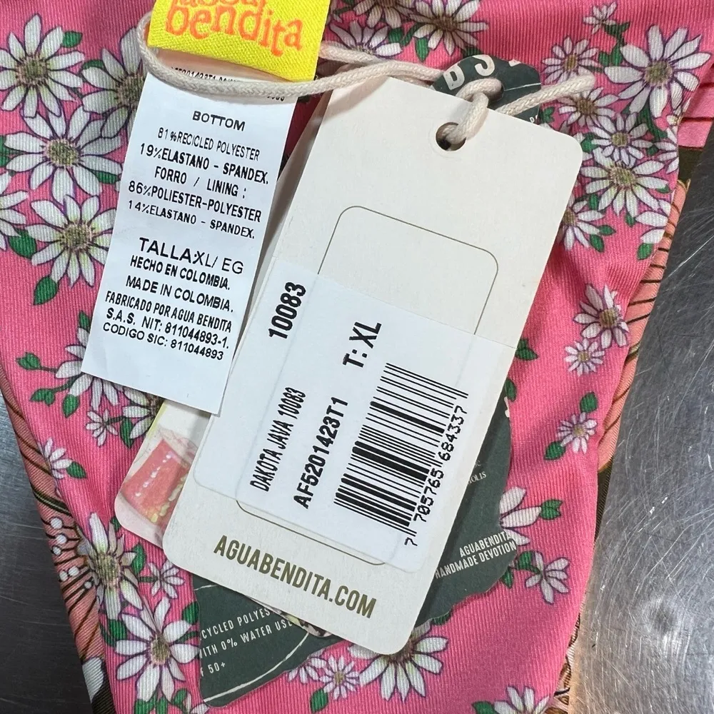 Agua Bendita Bikini Bottom Dakota Juana Floral Thong Reversible Size XL New - Image 7