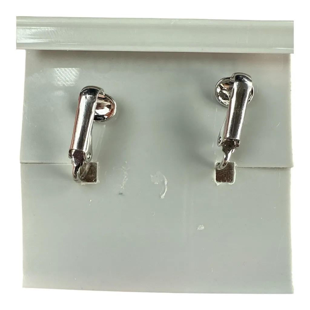 Vintage Marvella Faux Pearl Clip Earrings On Original Card Pink - Image 2