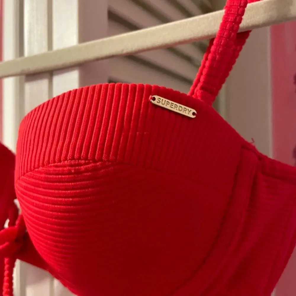 Superdry  RED RIBBED UNDERWIRE BIKINI TOP - Image 5