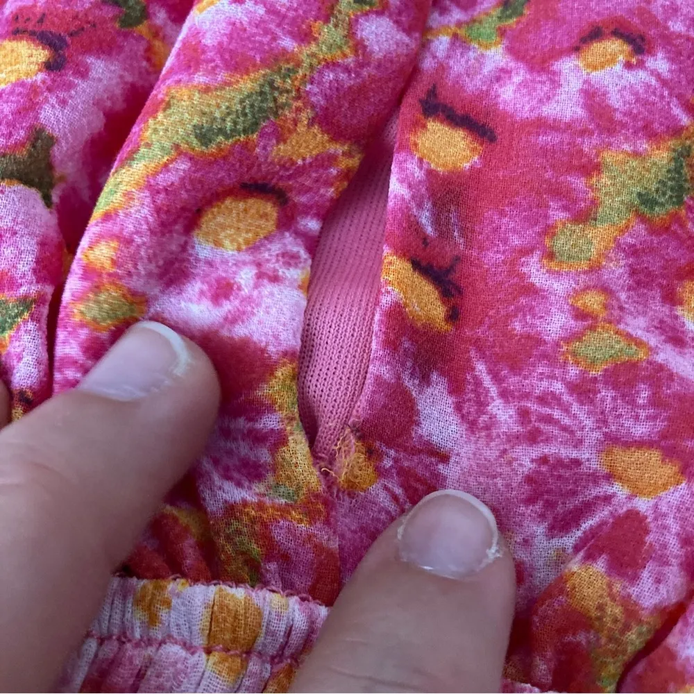 Zara Basic | Pink Floral Pleated Ruffle Halter Neck Mini Dress M - Image 4