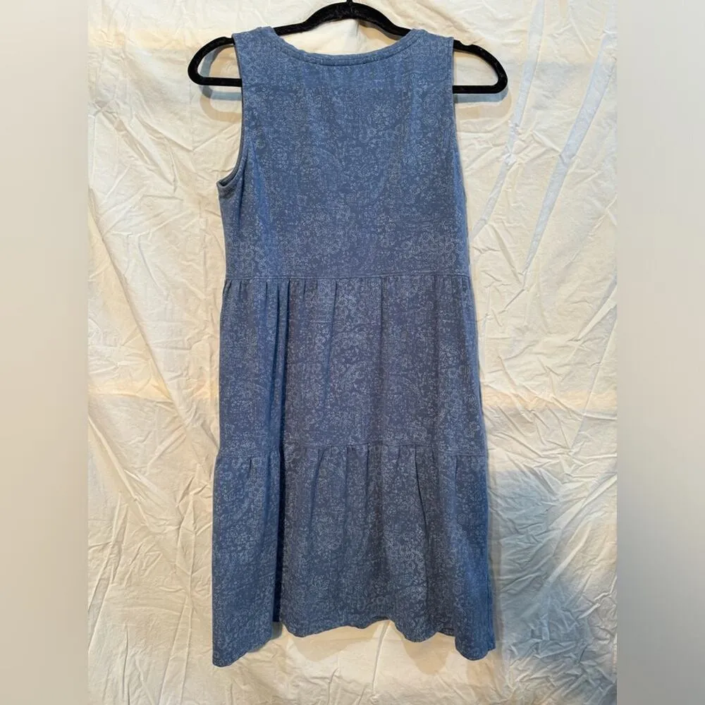 Frye Faded Blue Bandana Tiered Mini Dress Size Medium Cotton Sleeveless Western - Image 2