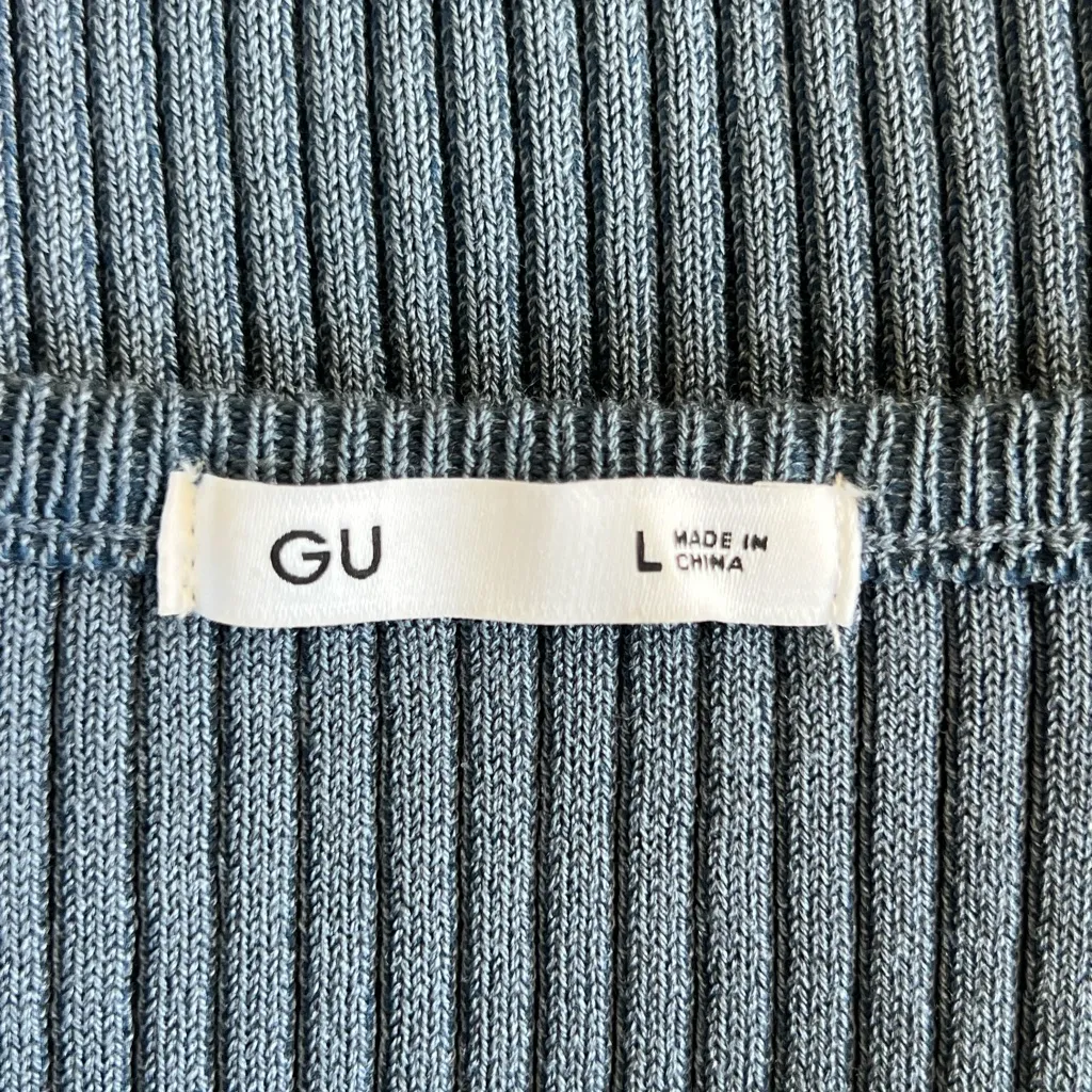 GU Global Blue Ribbed Women's Top Gray Size L - Image 3