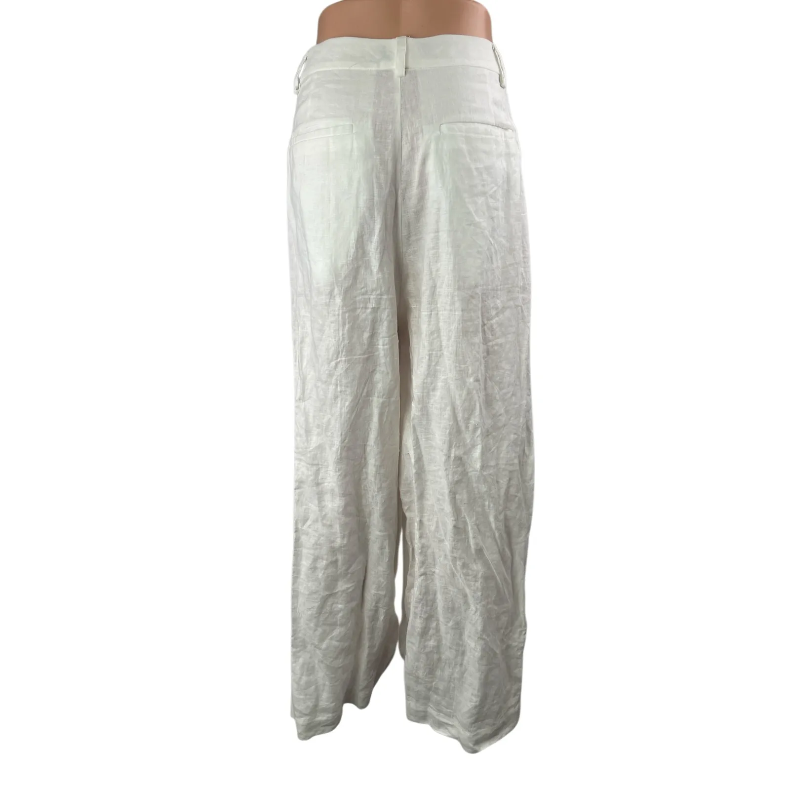 Dana Foley NYC Women's White High Rise Wide Leg Pleated Trousers Pants Size M Size M - Image 2