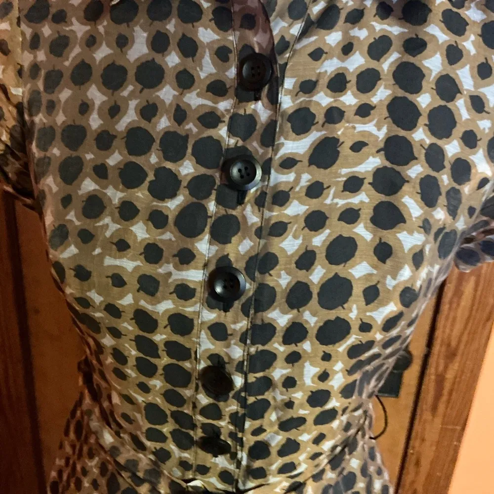 Adrianna Papell Polka Dot Belted Midi Dress Retro Inspired Neutral Tones - Image 13