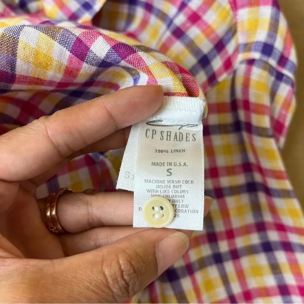 CP Shades Checkered Linen Button Down Shirt - Image 7