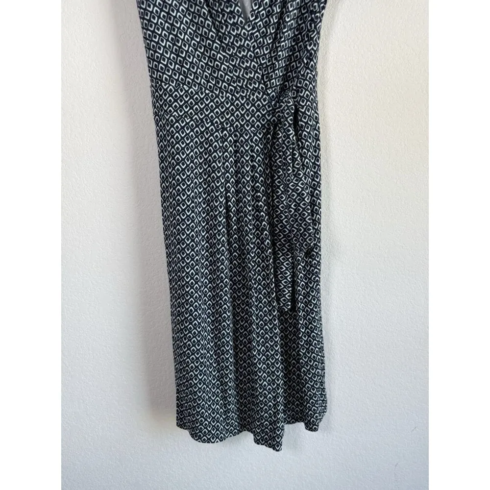 Ann Taylor Womens Blue‎ Geometric Wrap Career Casual Short Sleeve Dress Size 4 - Image 11