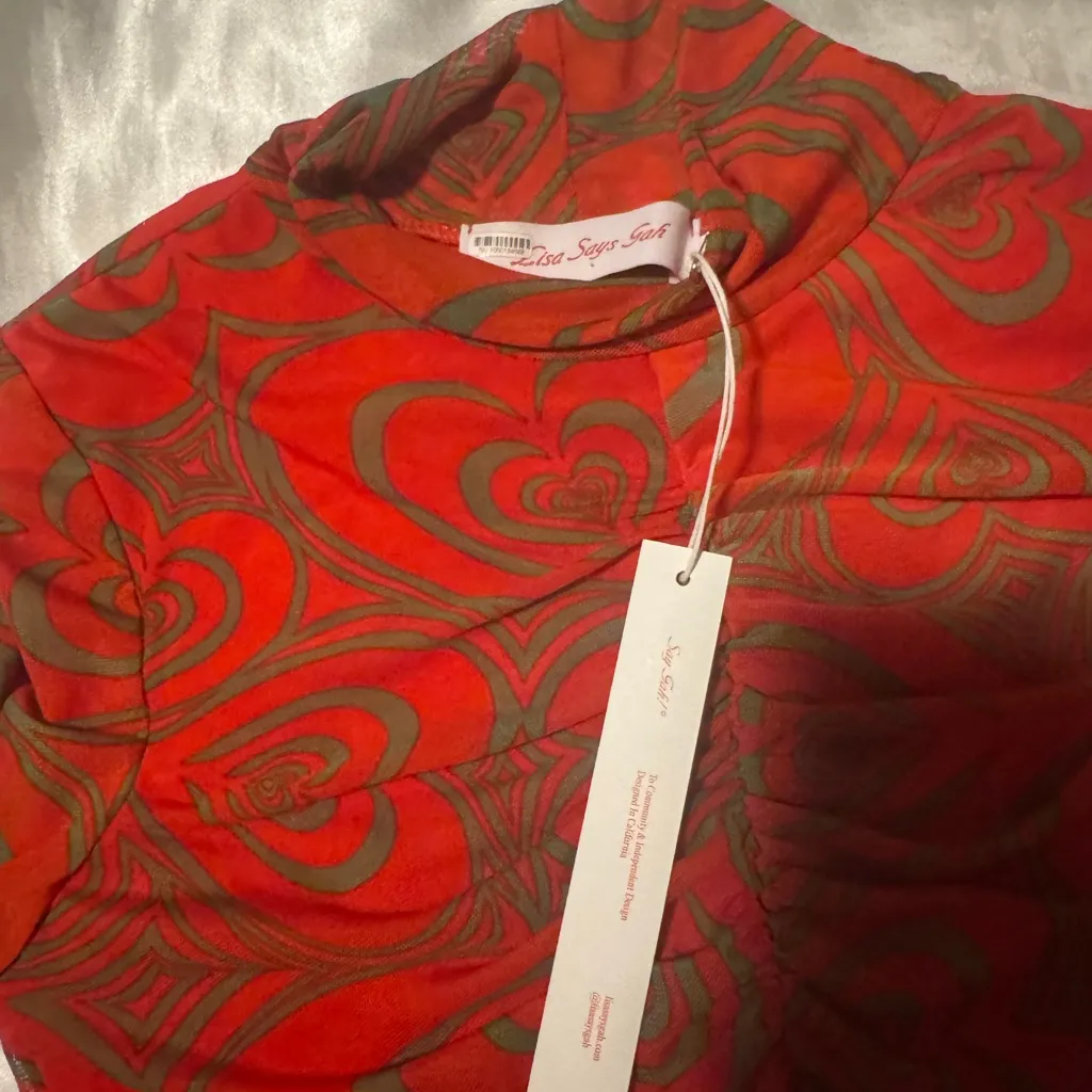 Lisa Says Gah Red and Green Swirl Dress - Image 5