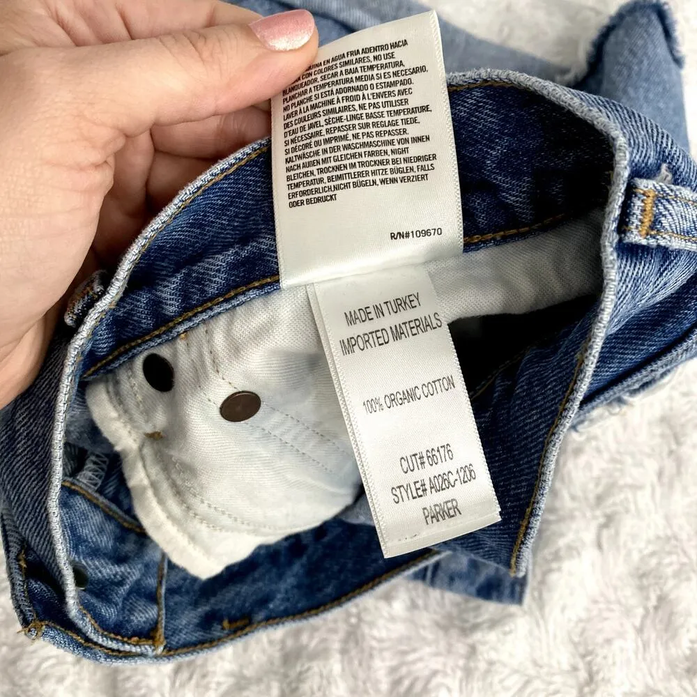 Agolde Blue Medium Wash Denim Grudge Parker Distressed Vintage Fit Shorts 30 - Image 8