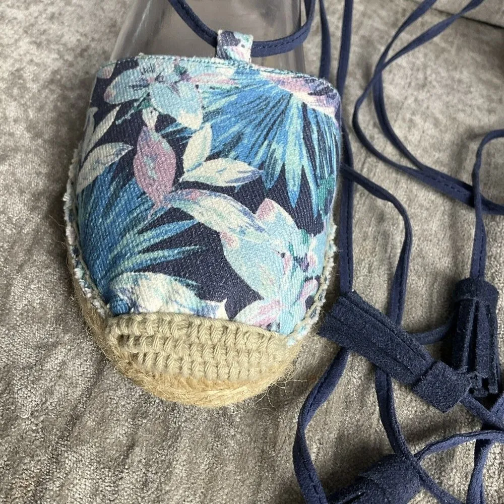 J.Jill Strappy Sandals 8 Blue And Purple Floral Espadrille Flats Resort Vacation - Image 12