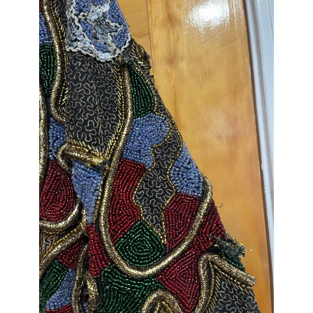 New Deadstock Nagpal Silk Beaded Evening Sequin Holiday Party Jacket Vintage Black - Image 2