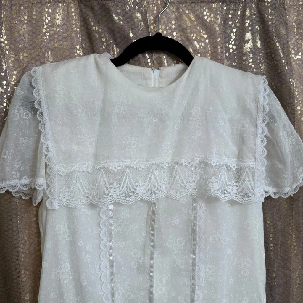 Vintage Gunne Sax By Jessica McClintock 1980's Peasant Prairie Dress White Lace - Image 5