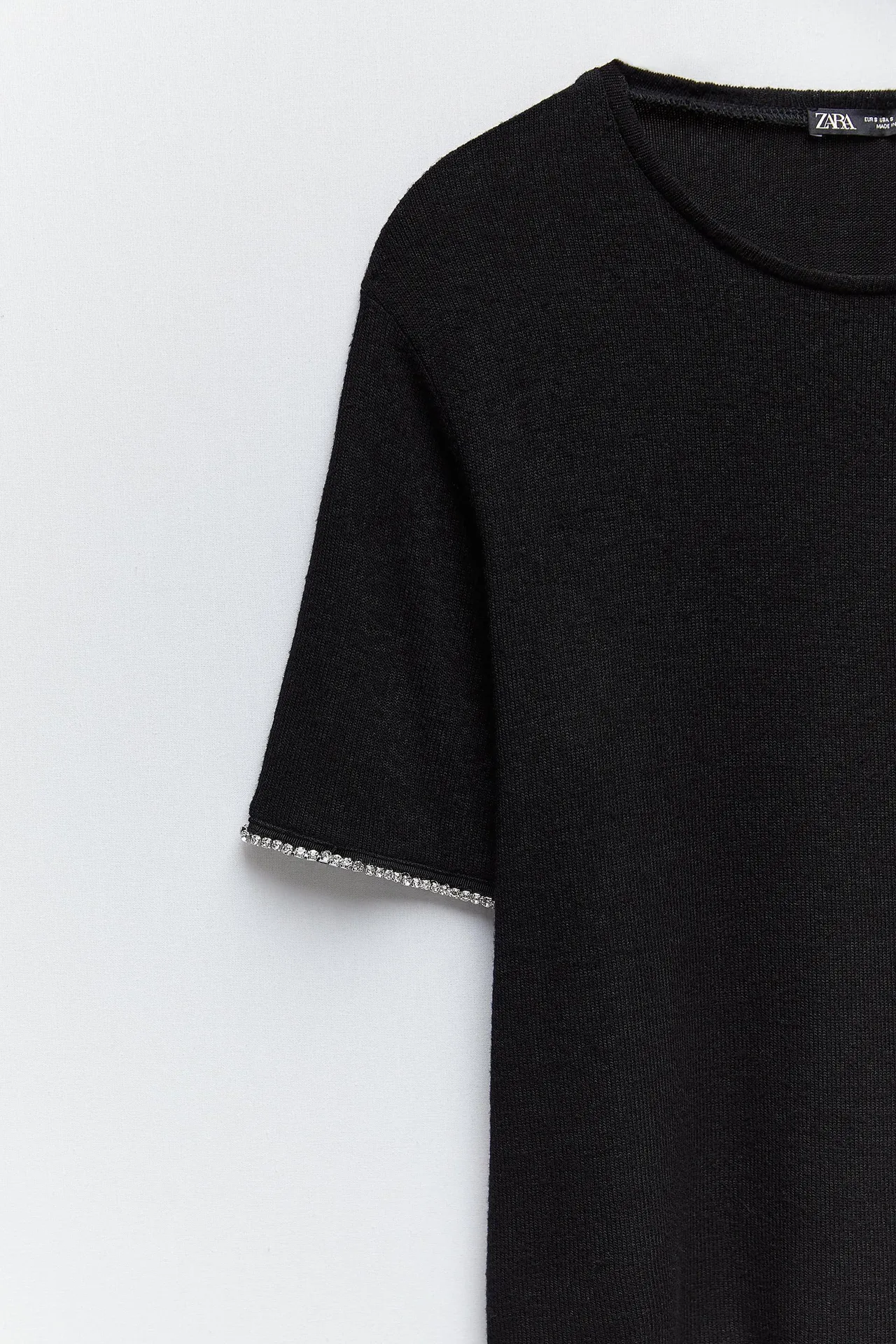 NWT  Black Soft-Touch Top W Embellished Trim - Image 5