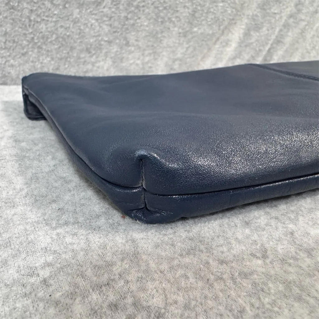 Albi Vintage Women's Blue Leather Envelope Clutch Bag - Image 3