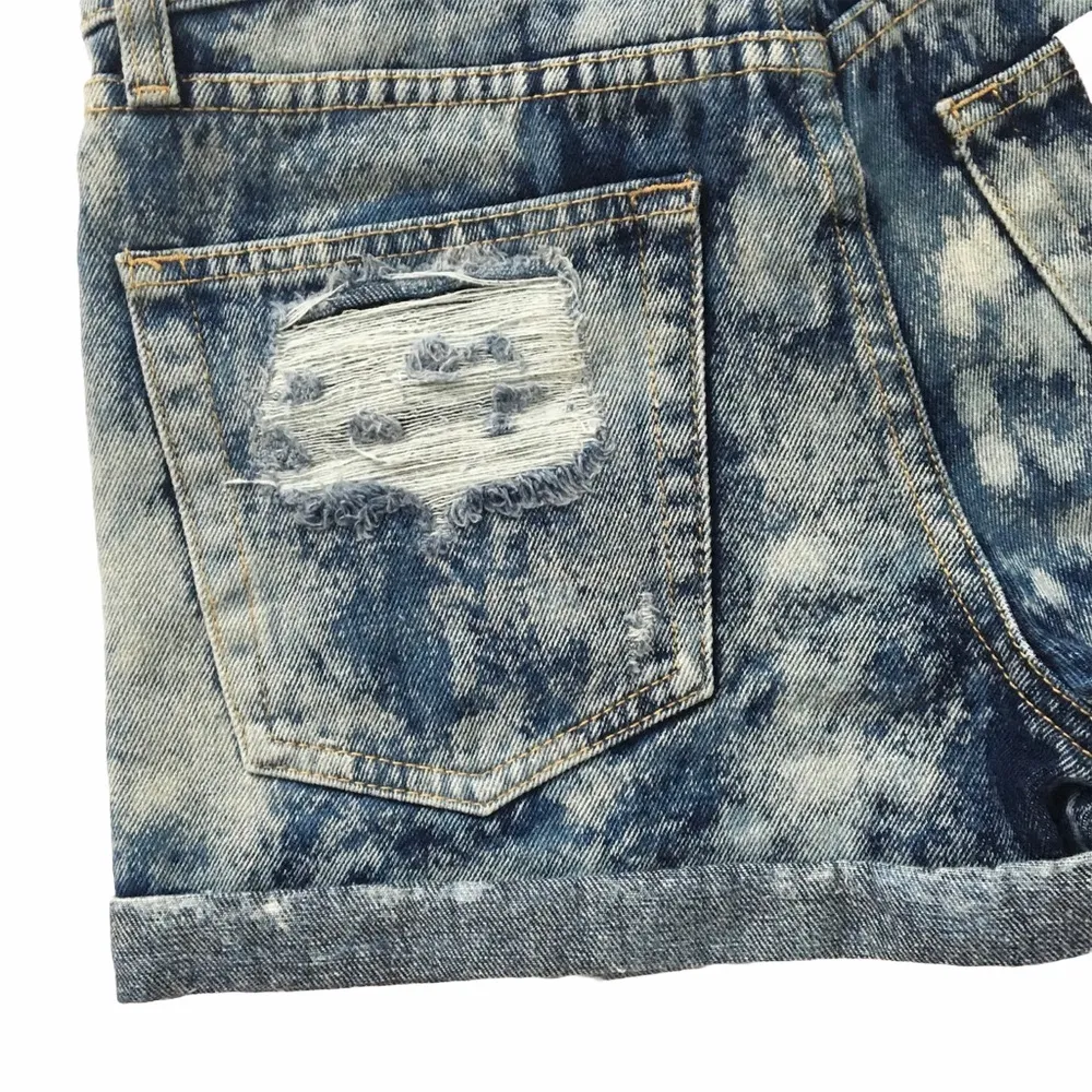 new LF Carmar ❉ Retro 80’s Acid Wash Denim High Waist Cuffed Festival Short ❉ 27 - Image 8