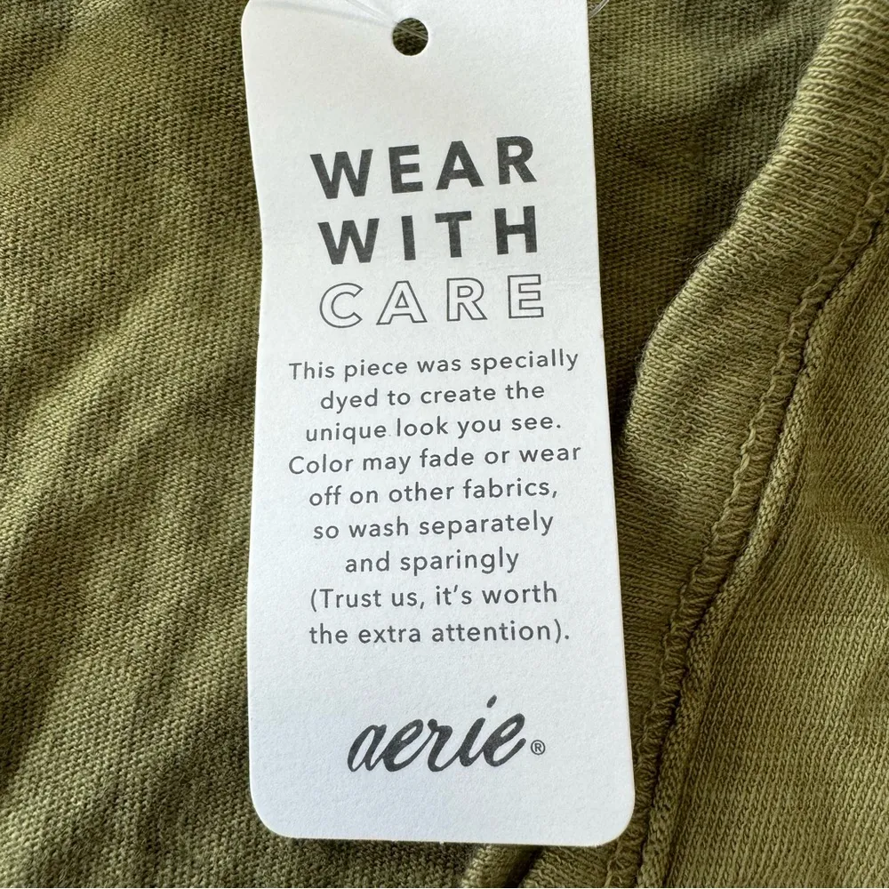 Aerie  Oversized Henley Tee NWT size Small Olive‎ Green Short Sleeves Snap Front - Image 7