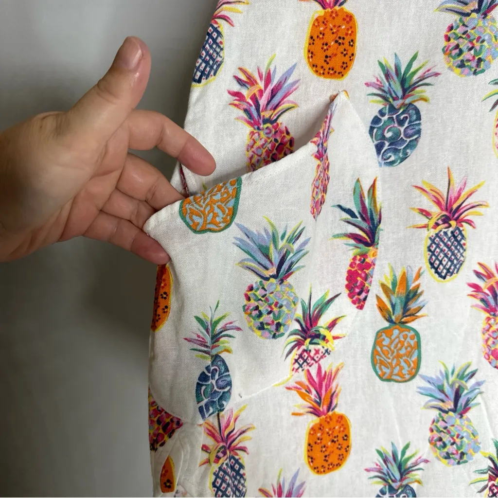 Sigrid Olsen Womens Linen Blend Pineapple Tunic Top Sz S Coastal Grandma‎ CP - Image 5