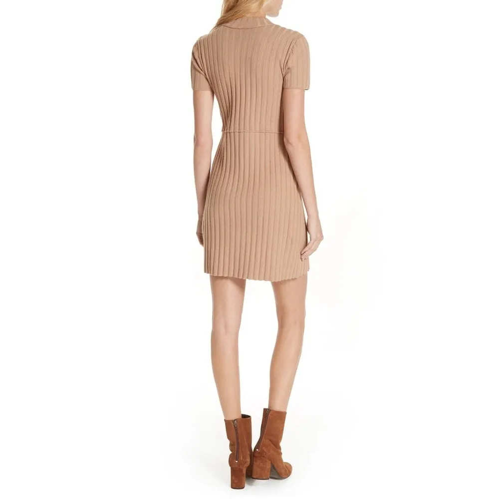 Free People | XS | Lottie Rib Knit Short Sleeve Mock Neck Mini Dress In Natural - Image 3