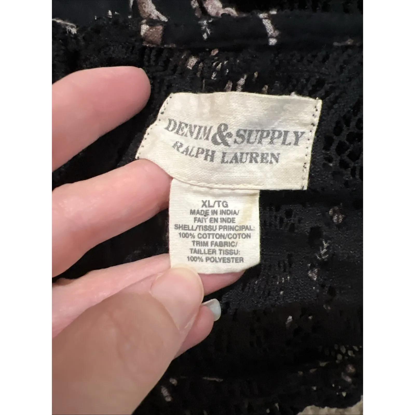 Ralph Lauren Denim & Supply Black Floral Crochet Top Whimsigoth Dark Romantic - Image 6