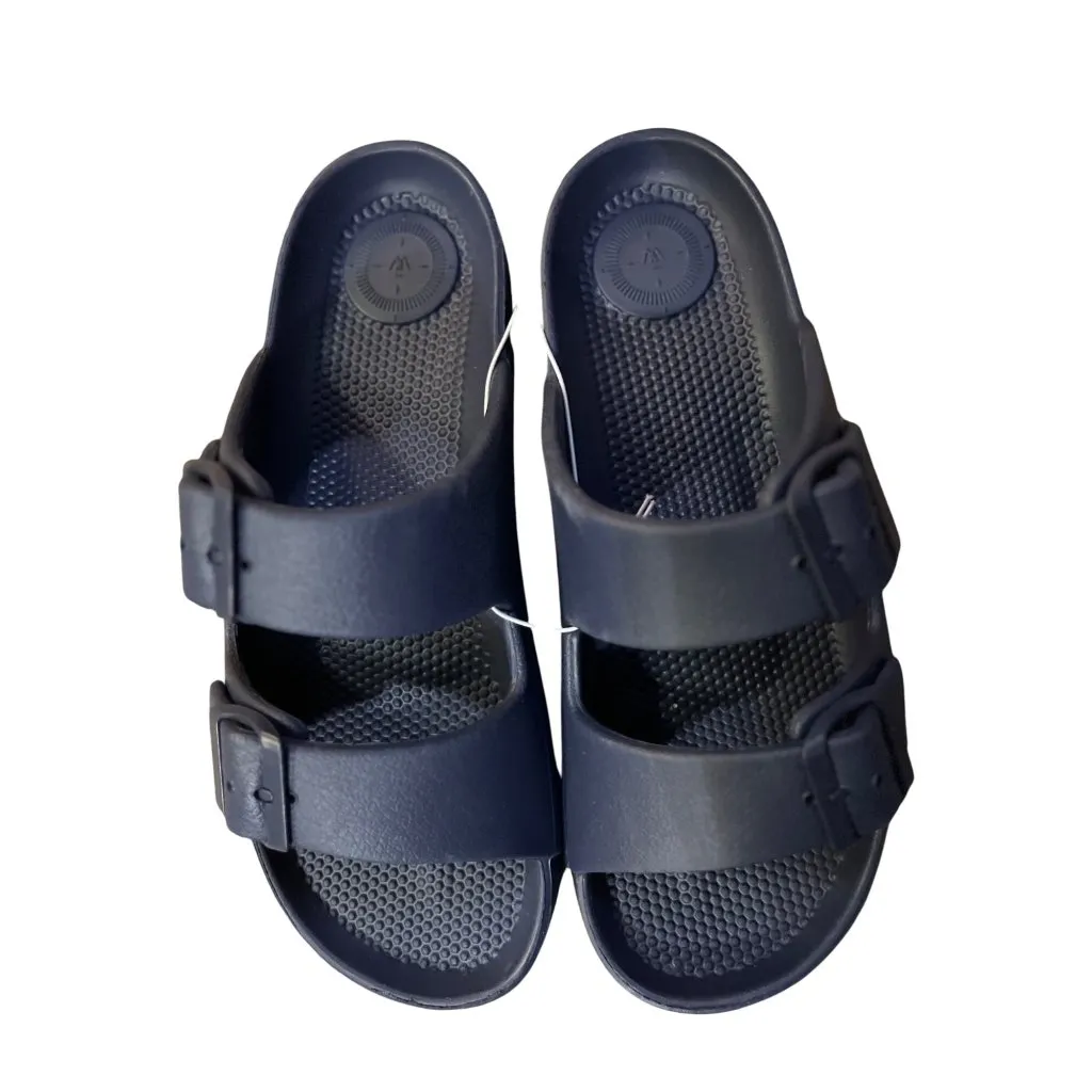 Totes Sandals Womens 8 Navy Blue Everywear Double Buckle Slide Waterproof Used - Image 3
