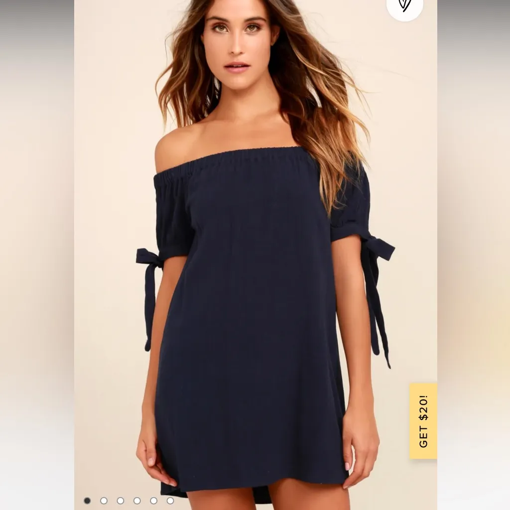 Lulu’s Al Fresco Evenings Navy Blue Off-the-Shoulder Dress - Image 2