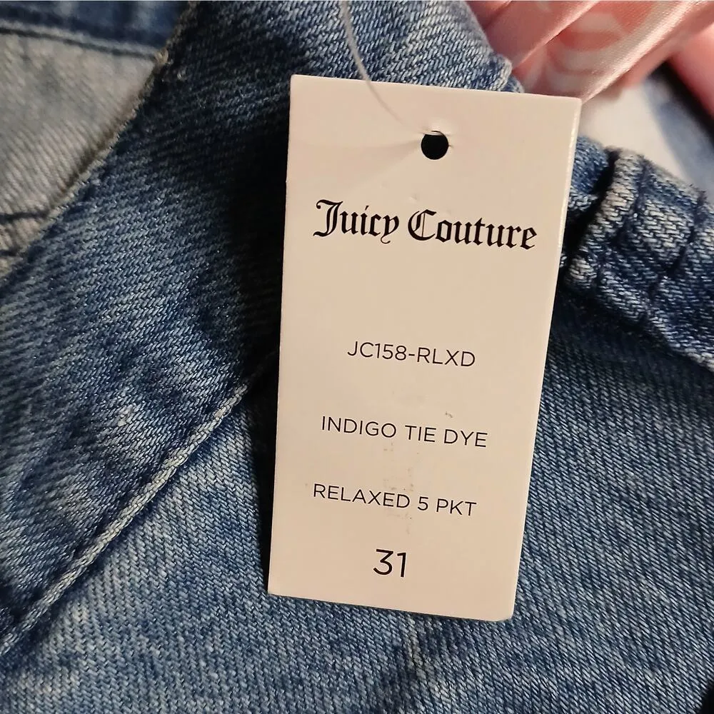 Y2K Juicy Couture Indigo Tie Dye Denim Jeans Womens Size 31 Blue Casual Gorpcore - Image 8