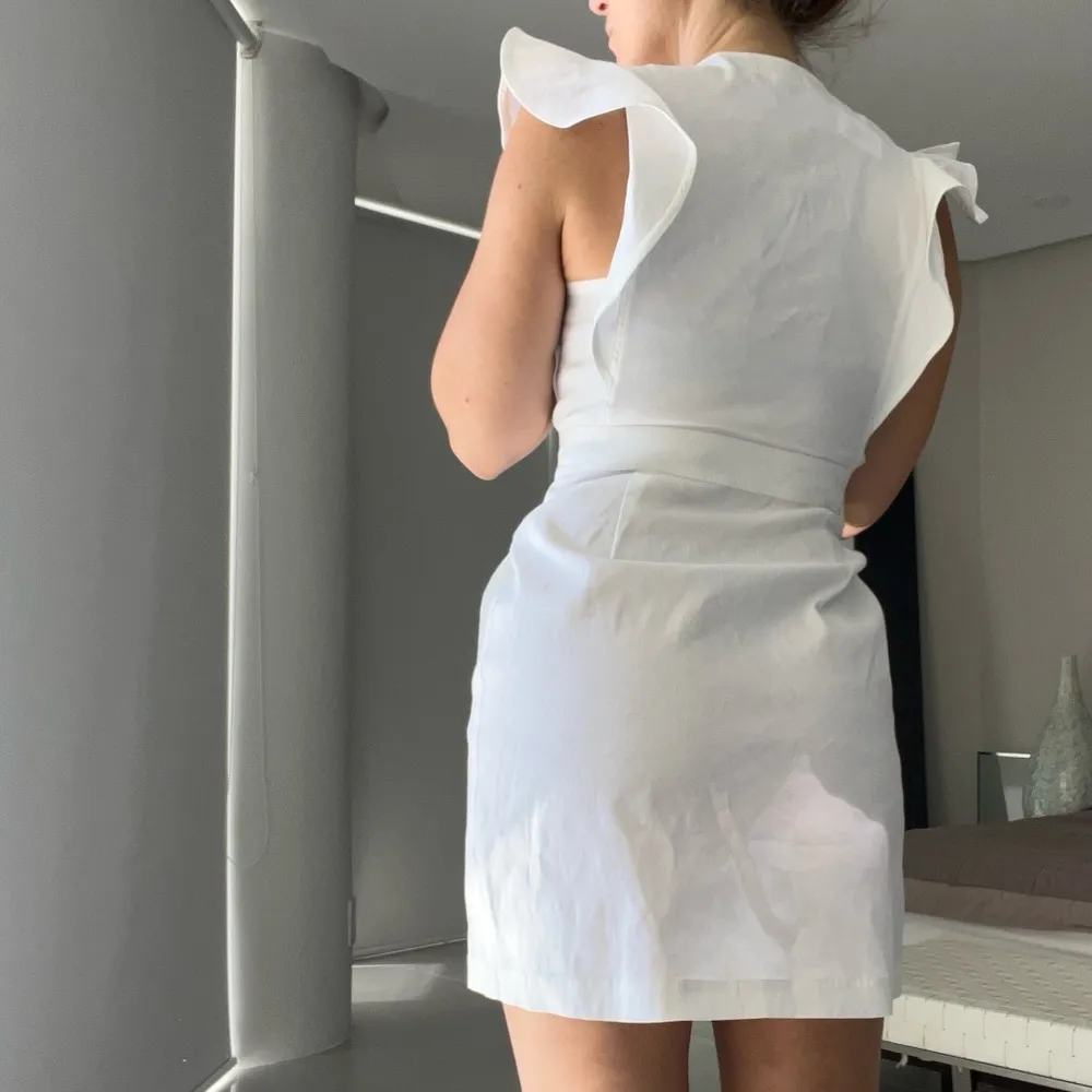 A.L.C. SIDELLE LINEN BLEND WRAP GESSO WHITE DRESS sz 2 - Image 8