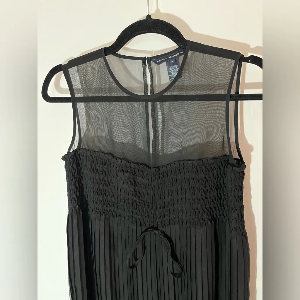 French Connection  Black Sheer Top Mini Dress - Image 4