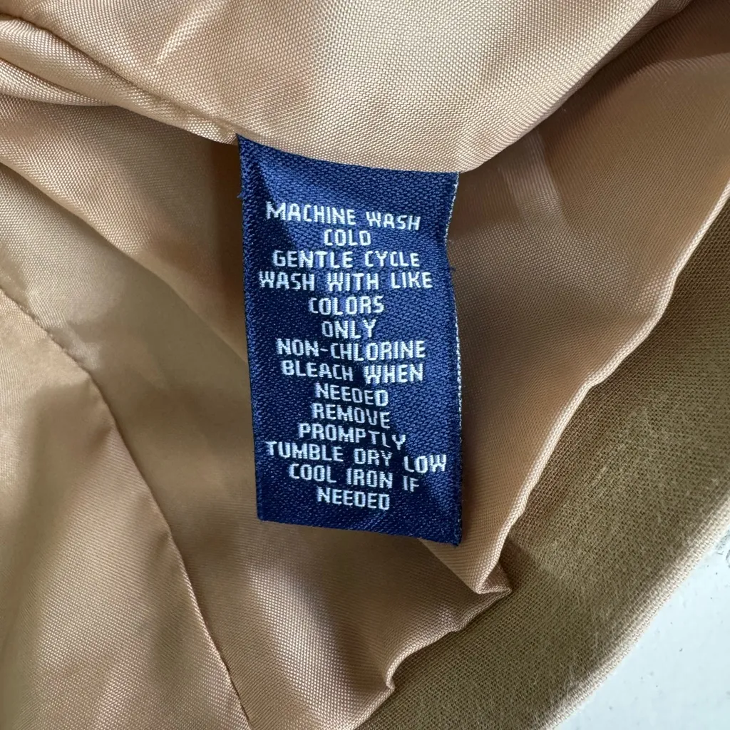 Chaps Camel Tan Khaki Fitted Blazer Cropped Jacket Size Large - Image 6