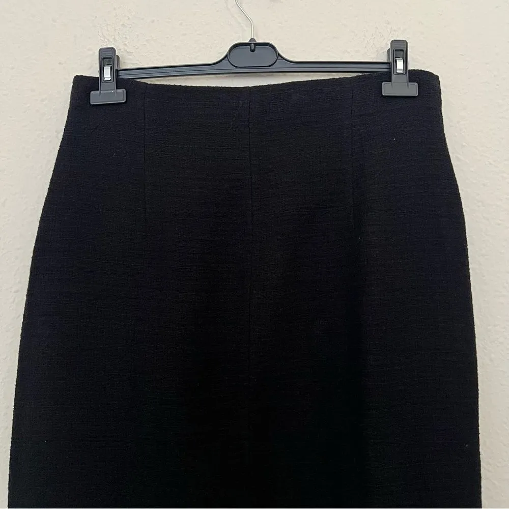 ZARA Textured Tweed Midi Skirt with Slit Gold Buttons NEW Size XL - Image 9