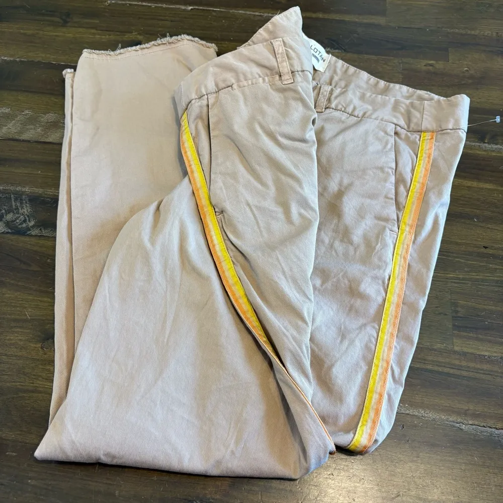 Nili Lotan East Hampton Side Stripe Tape Crop Pants Khaki Tan Preppy Cotton 10 - Image 13