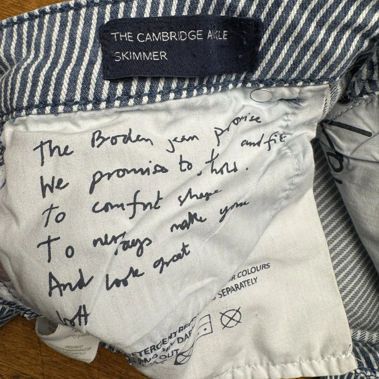 Boden Striped The Cambridge Ankle Skimmer Mid Rise Blue & White UK 10 / US‎ 6R Size 6 - Image 6