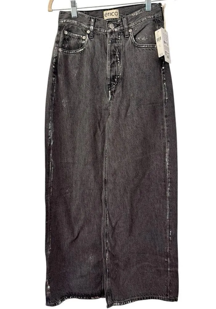 NWT Etica Marley Ultra High Rise Baggy Black Icicle Jeans Size 25 Anthropologie - Image 5