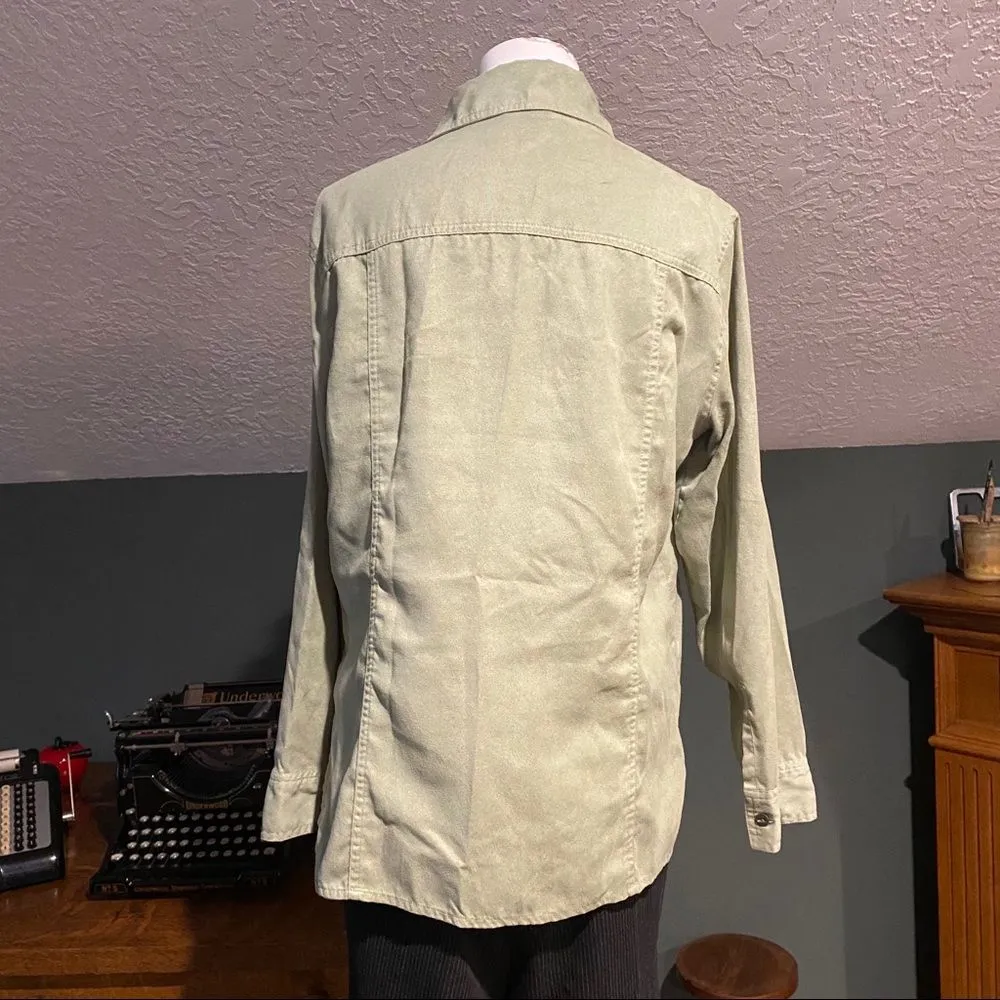 Chico’s Soft Moss Green Button Blouse 1 M - Image 4