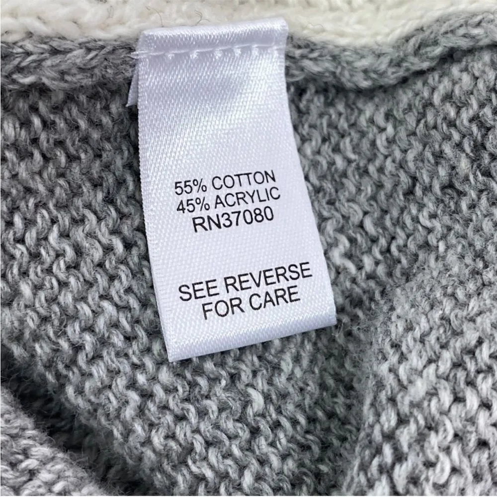 Versona Multi Pattern Color Block Turtleneck Sweater Gray Tan Large - Image 10