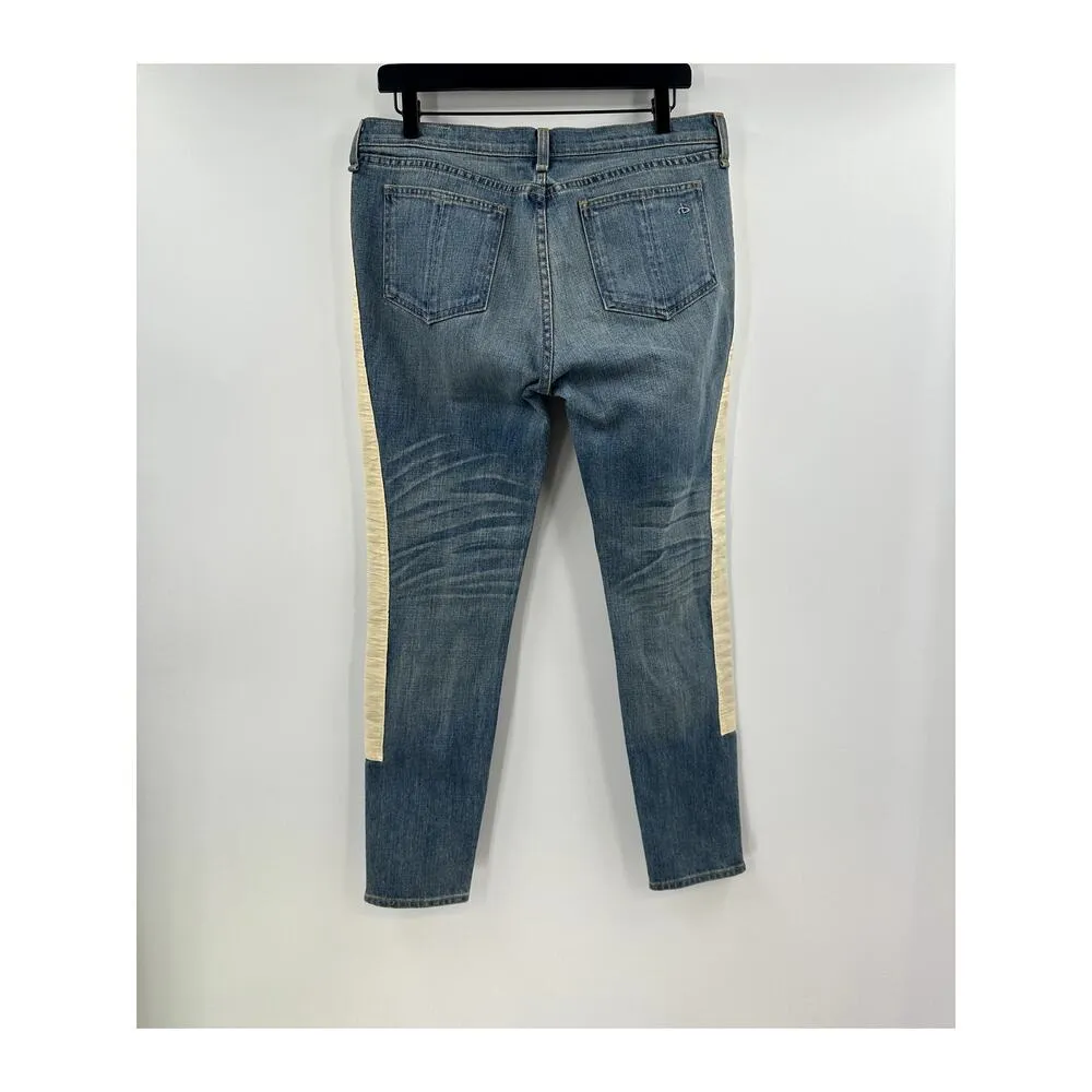 rag & bone The Skinny Racer Relay jeans stripe slim zipper ankle low rise 30 - Image 7