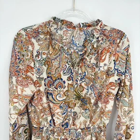 Cupshe Paisley Print Tie Neck Long Sleeve Cover Up Dress Size Large NEW Vacation - Image 3