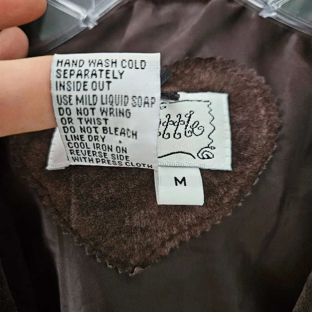 Live A Little Suede Brown Embroidered Floral Velvet Blazer Boho Jacket Size M - Image 3