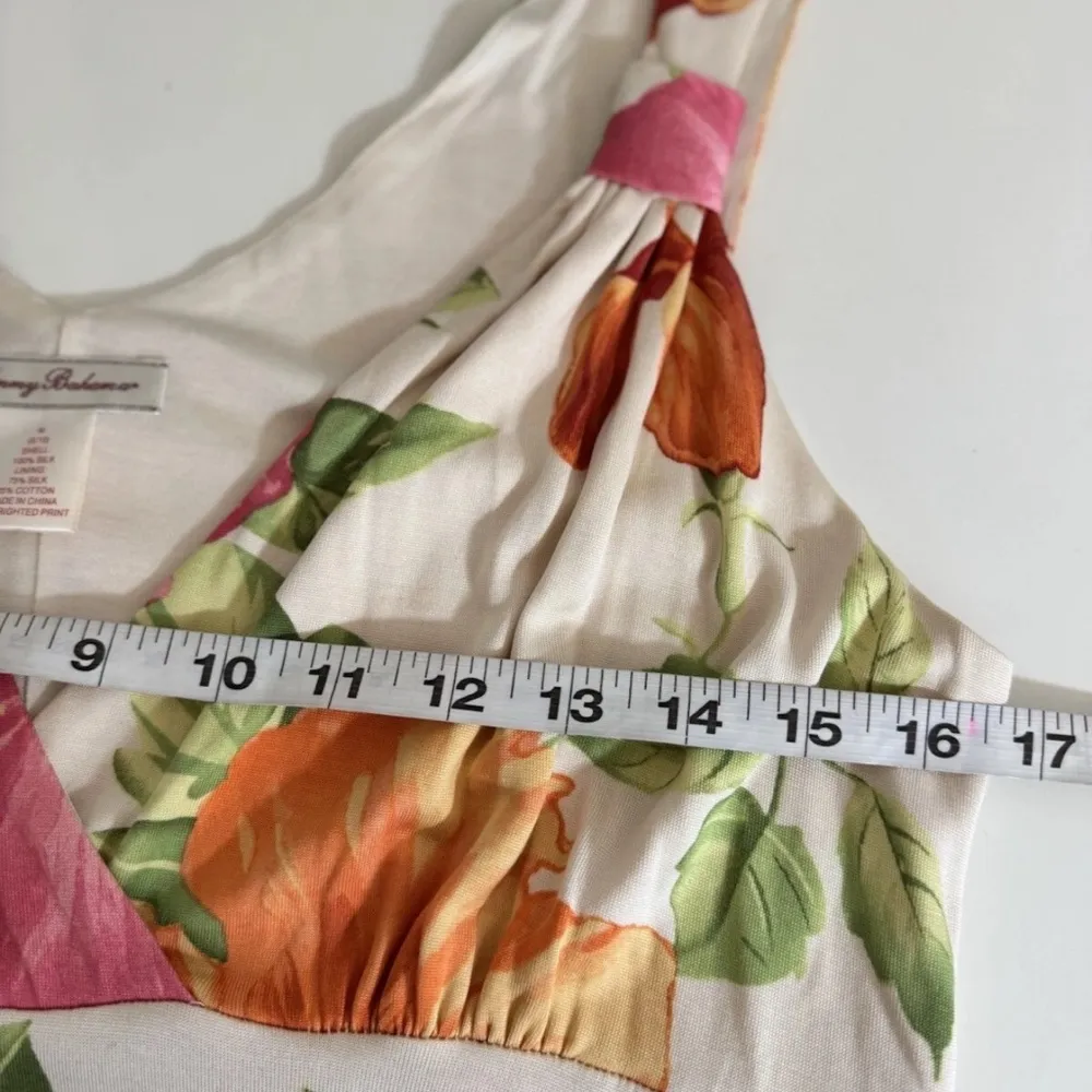 Tommy Bahama Floral Silk  shift Dress with Orange and Pink Accents - Image 4