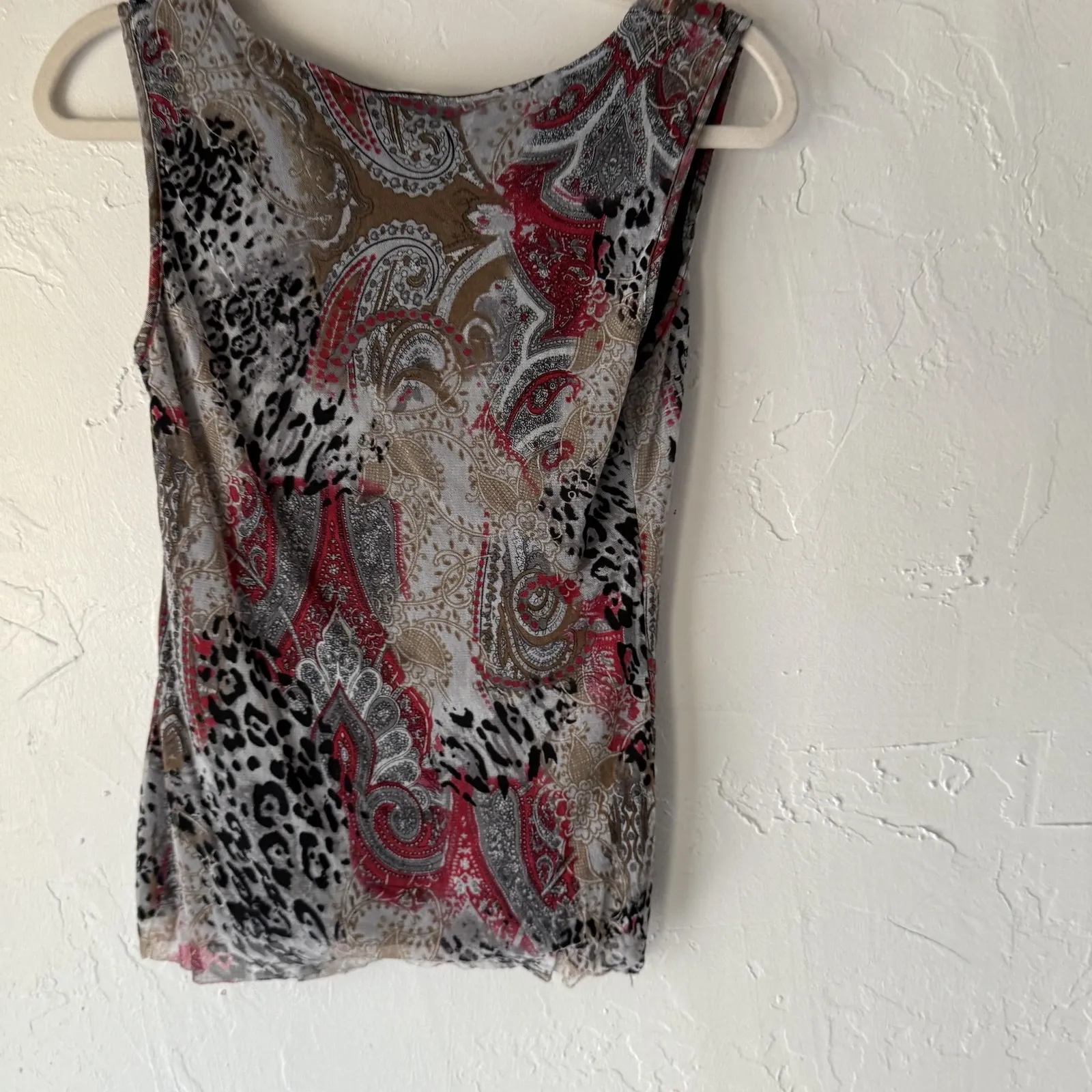 Arianne Tank Top Y2k M‎ Paisley Animal Print Sheer Sleeveless Shirt Whimsigoth Size M - Image 7