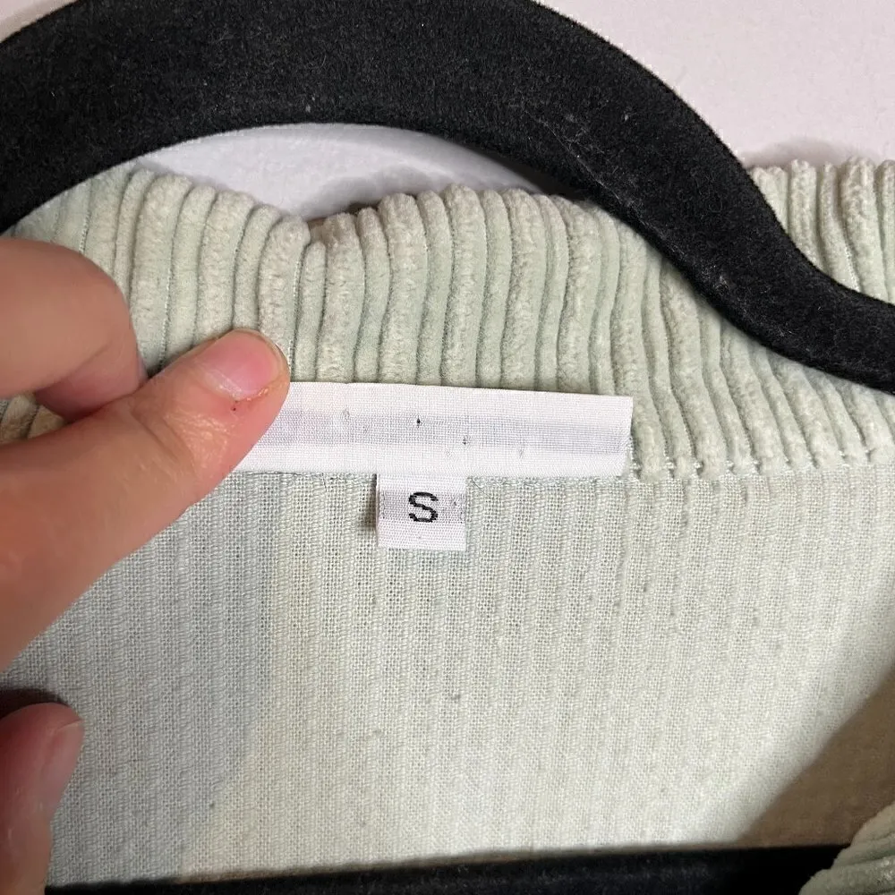 Bryn Walker sage green corduroy ribbed cropped jacket - Image 4