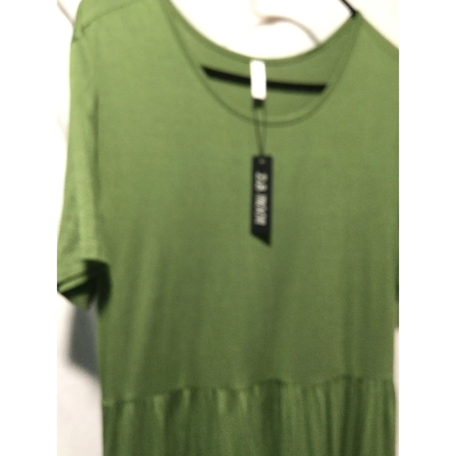 DB MOON Women's Olive Green‎ Casual Short Sleeve Midi Dress With Pockets XL Green - Image 6